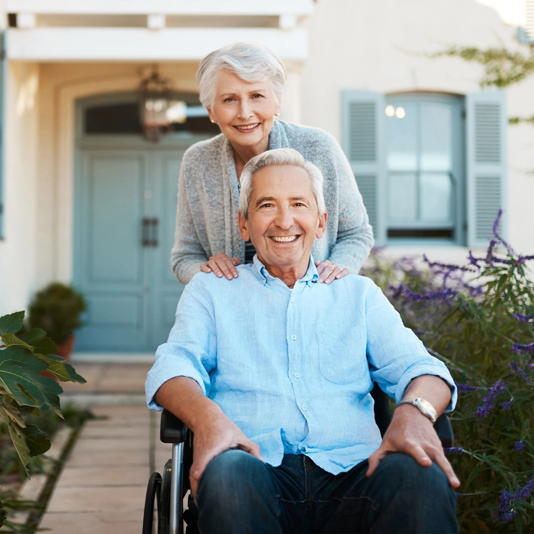 Senior woman smiling during a care conversation